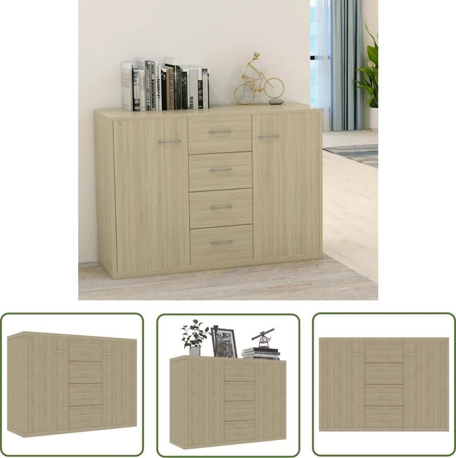 VidaXL Dressoir 88x30x65 cm bewerkt hout sonoma eikenkleurig Dressoir Kast Salontafel Houten Dressoir Bruine Dressoir