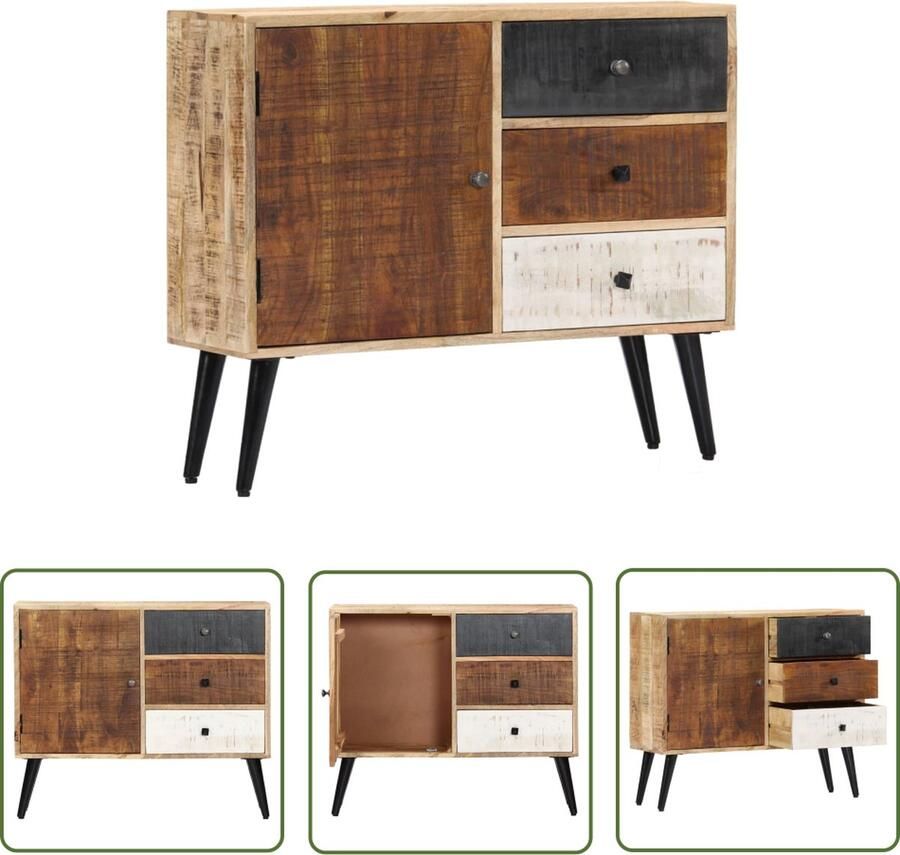 The Living Store Dressoir 88x30x73 cm massief mangohout Dressoir Kast Mangohout Vintage Landelijk