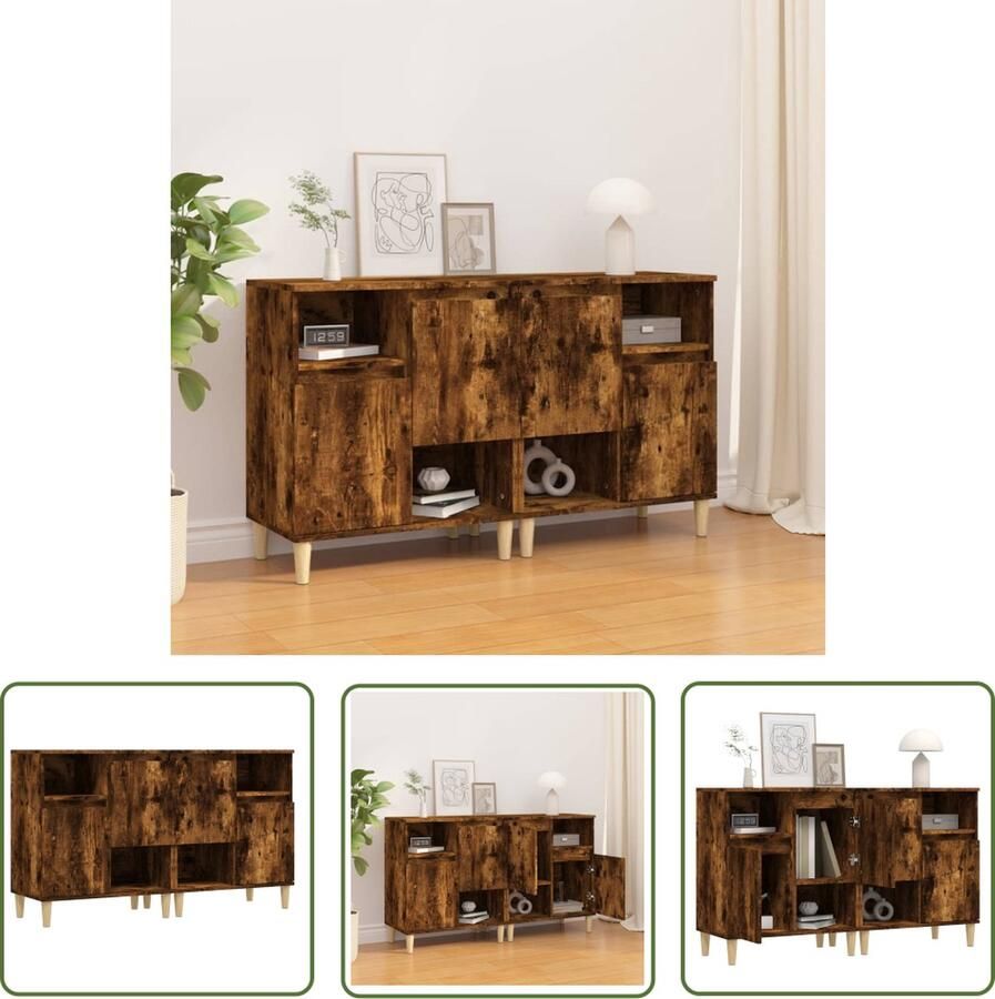 The Living Store Dressoirs 2 st 60x35x70 cm bewerkt hout gerookt eikenkleurig Dressoir Meubelen Houten Dressoir Vintage Dressoir Landelijke Stijl
