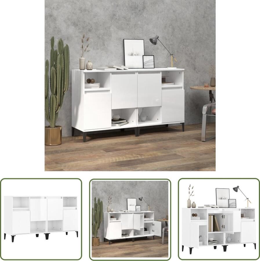 The Living Store Dressoirs 2 st 60x35x70 cm bewerkt hout hoogglans wit Dressoir Wit Dressoir Houten Dressoir Vintage Dressoir Modern Dressoir