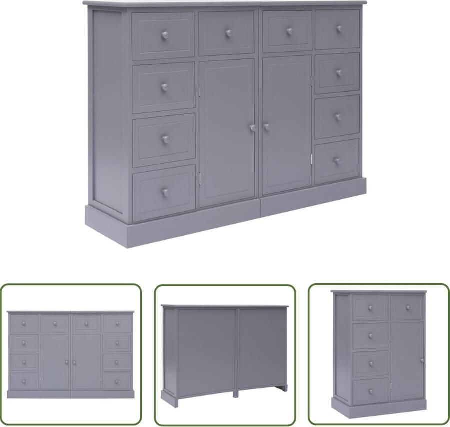 The Living Store Dressoir met 10 lades 113x30x79 cm hout grijs Dressoir Kast Meubilair Opslagruimte Livingroom - Foto 2