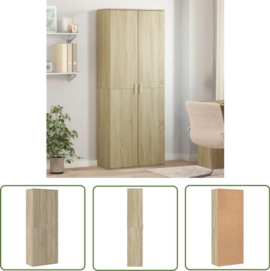 The Living Store Hoge Kast 70 x 35 x 180 cm Sonoma Eiken Duurzaam bewerkt hout ruime opbergruimte praktisch ontwerp Montage vereist