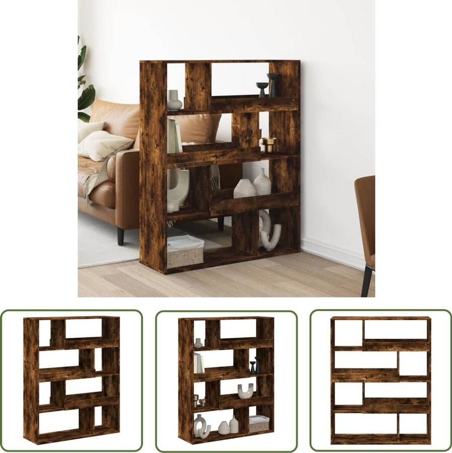 The Living Store kamerscherm 100x33x125 5 cm bewerkt hout gerookt eikenkleurig Kamerscherm Kast Opbergsysteem Houten Kast Woonaccessoires