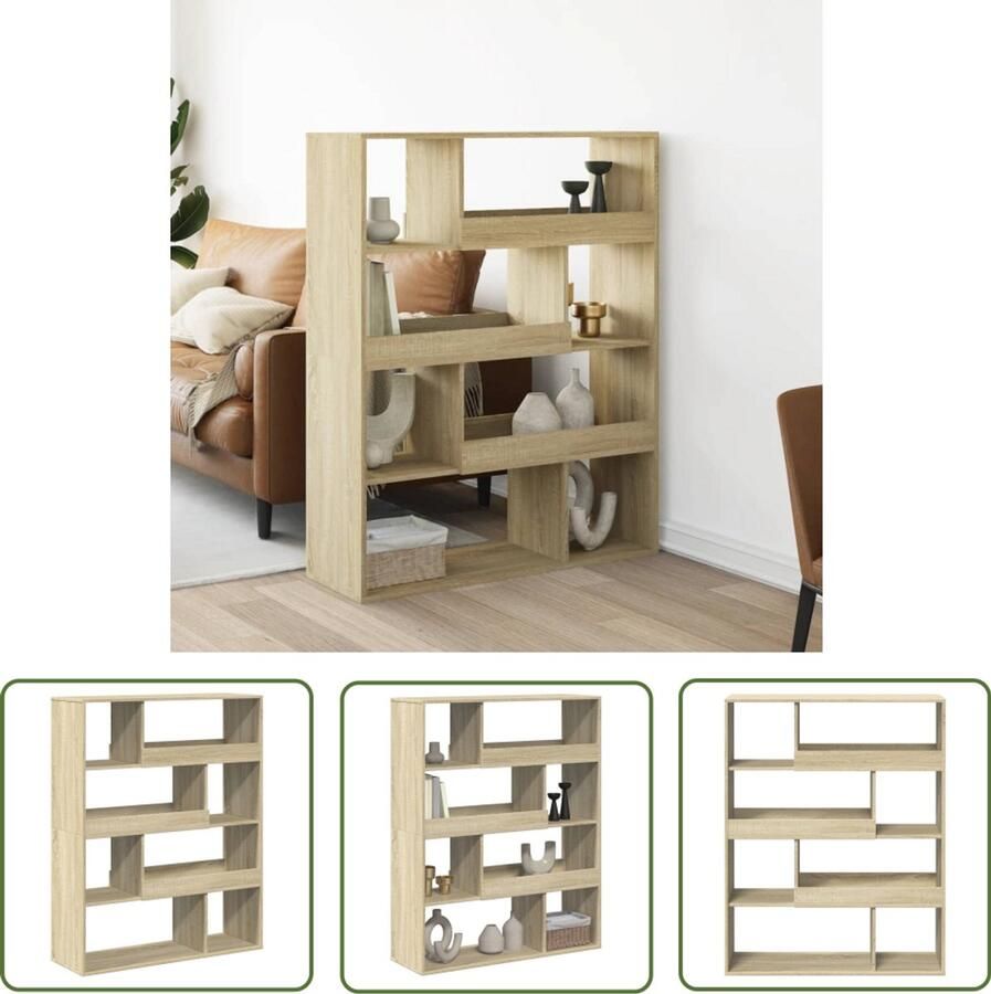 VidaXL kamerscherm 100x33x125 5 cm bewerkt hout sonoma eikenkleurig Kamerscherm Kast Wanddecoratie Opslagoplossing Houten Scherm