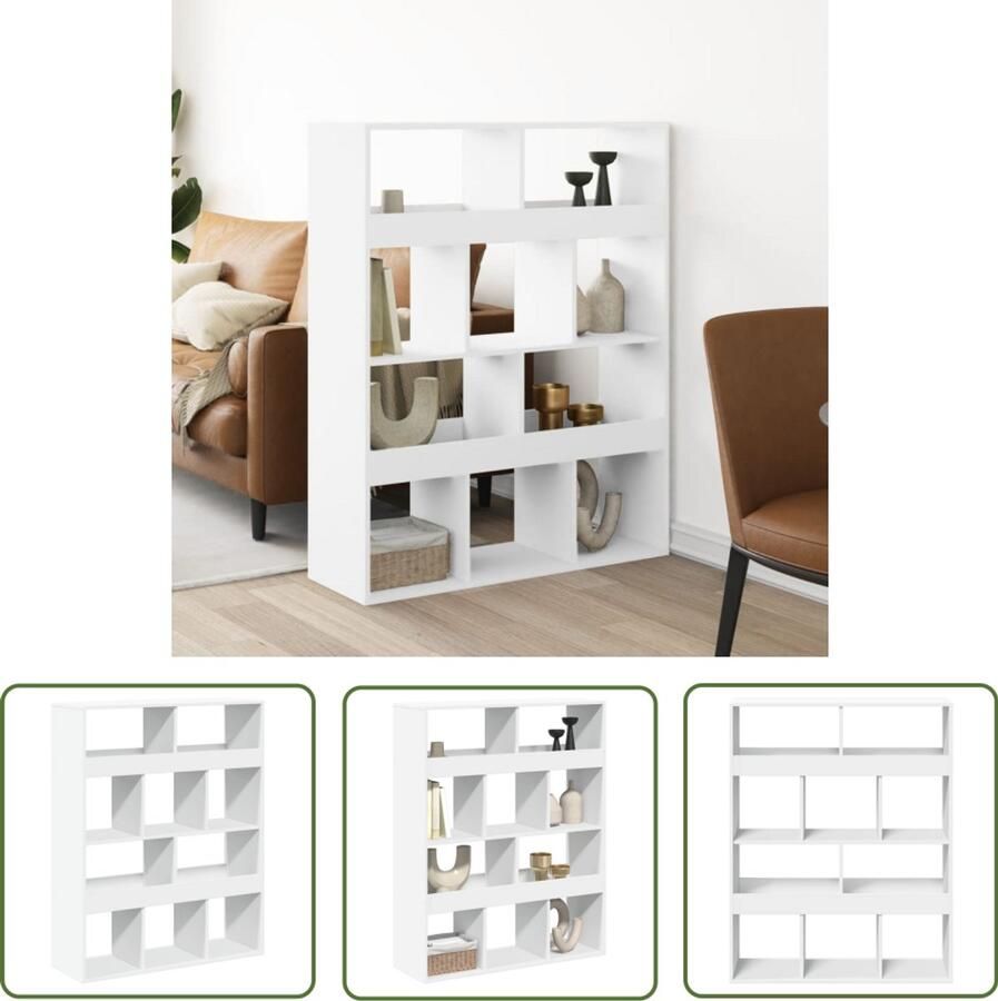 The Living Store Kamerscherm 100x33x125 5 cm bewerkt hout wit Kamerscherm Kast Opbergsysteem Houten Kast Woonaccessoires