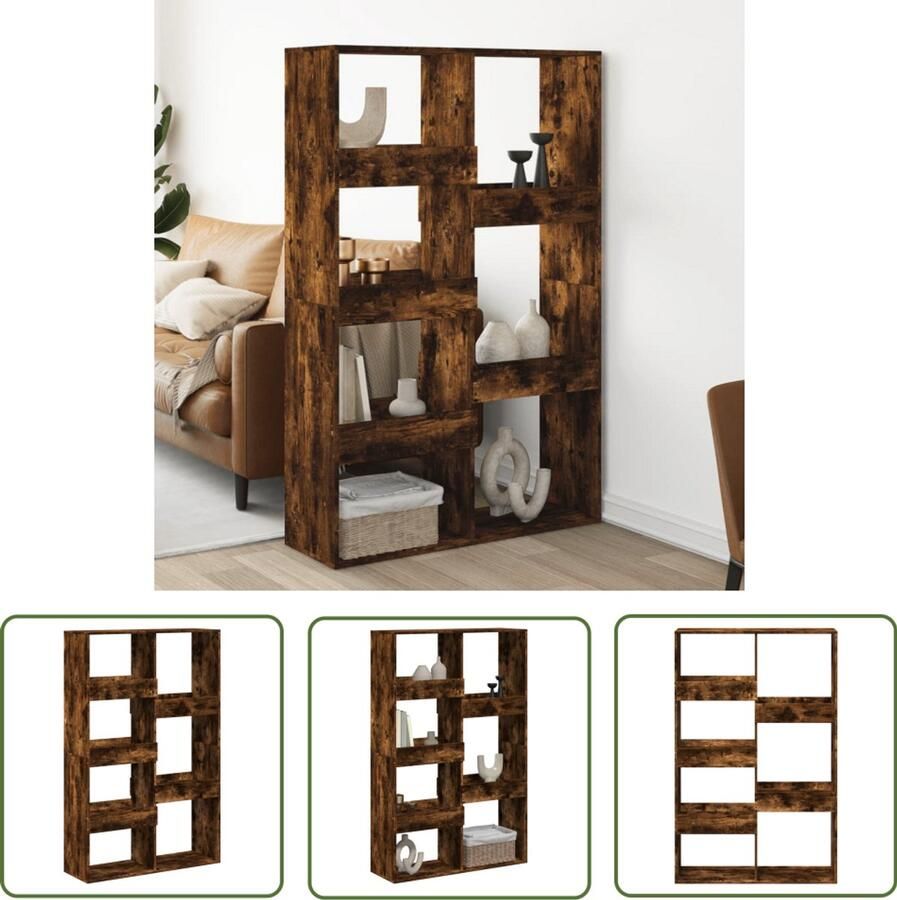 VidaXL kamerscherm 100x33x155 5 cm bewerkt hout gerookt eikenkleurig Kamerscherm Kast Boekenplank Houten Kast Gerookte Eiken