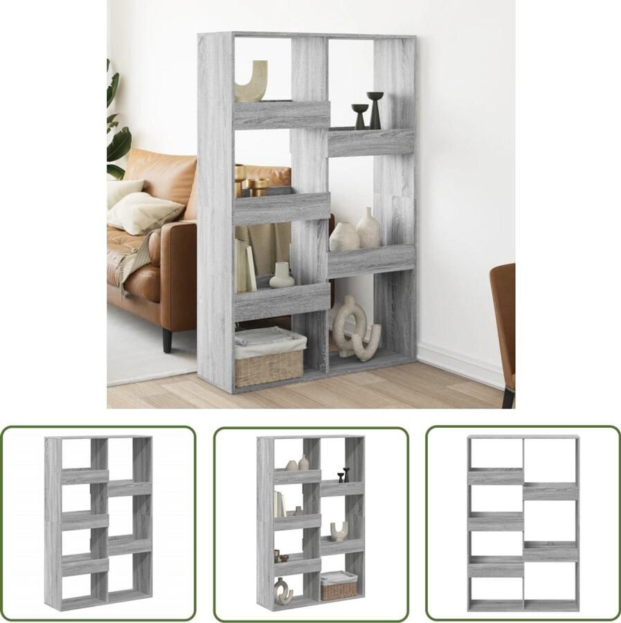 The Living Store kamerscherm 100x33x155 5 cm bewerkt hout grijs sonoma eiken Kamerscherm Kast Opbergsysteem Houten Kast Grijze Kast