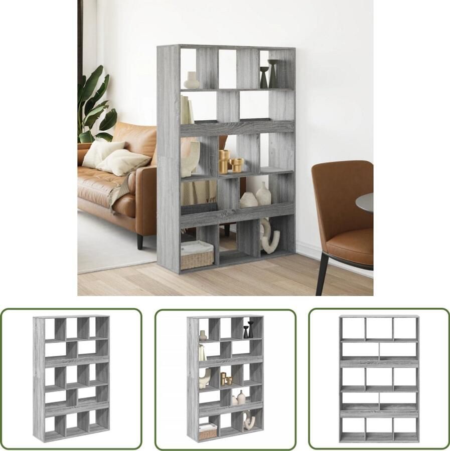 The Living Store kamerscherm 100x33x156 5 cm bewerkt hout grijs sonoma eiken Kamerscherm Kast Opbergoplossing Houten Kast Grijze Kast