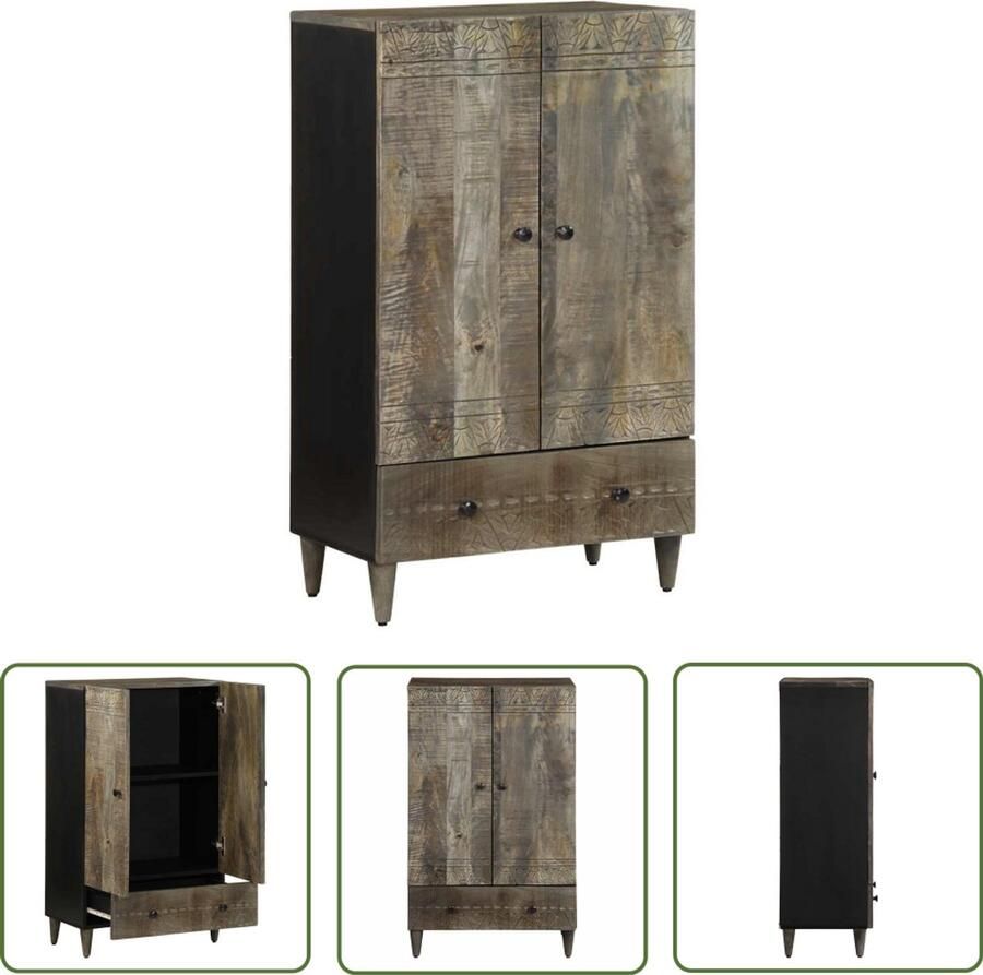 VidaXL Kast Mango Wood Hoogkasten Hoge kast 60x33x100 cm massief mangohout Opbergkast Salontafel Living Room Furniture