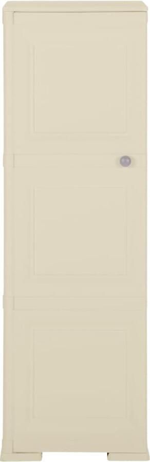 The Living Store Opbergkast hout-look 40x43x125 cm kunststof angorawit Opslagkast Kast Plastic Kast Witte Kast Opbergkast