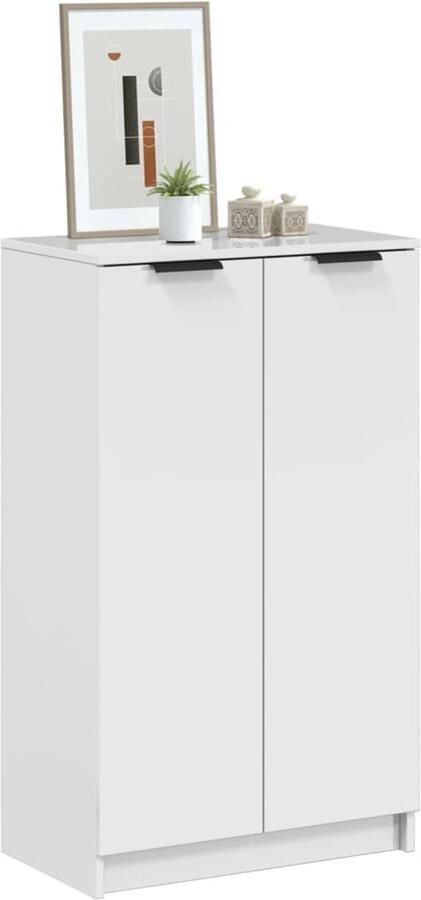 VidaXL Schoenenrek Schoenenrekken Opbergrek Voor Schoenen Schoenenstellage Schoenenkast 59x35x100 cm bewerkt hout hoogglans wit - Foto 4