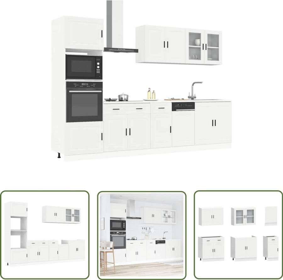 The Living Store 7-delige Keukenkastenset Kalmar bewerkt hout wit Keukenkasten Houten Keukenkasten Witte Keukenkasten Keukenopstelling Kalmar Serie