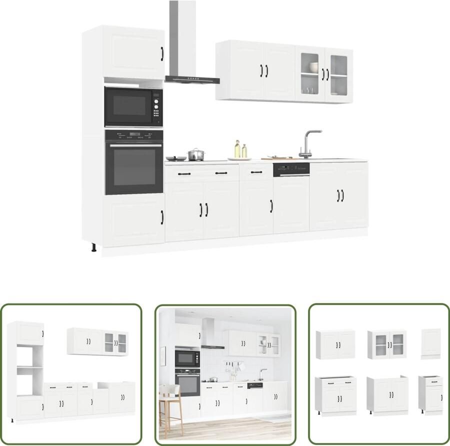 The Living Store 7-delige Keukenkastenset Kalmar bewerkt hout wit Keukenkasten Houten Keukenkasten Witte Keukenkasten Keukenopstelling Keukenmeubels