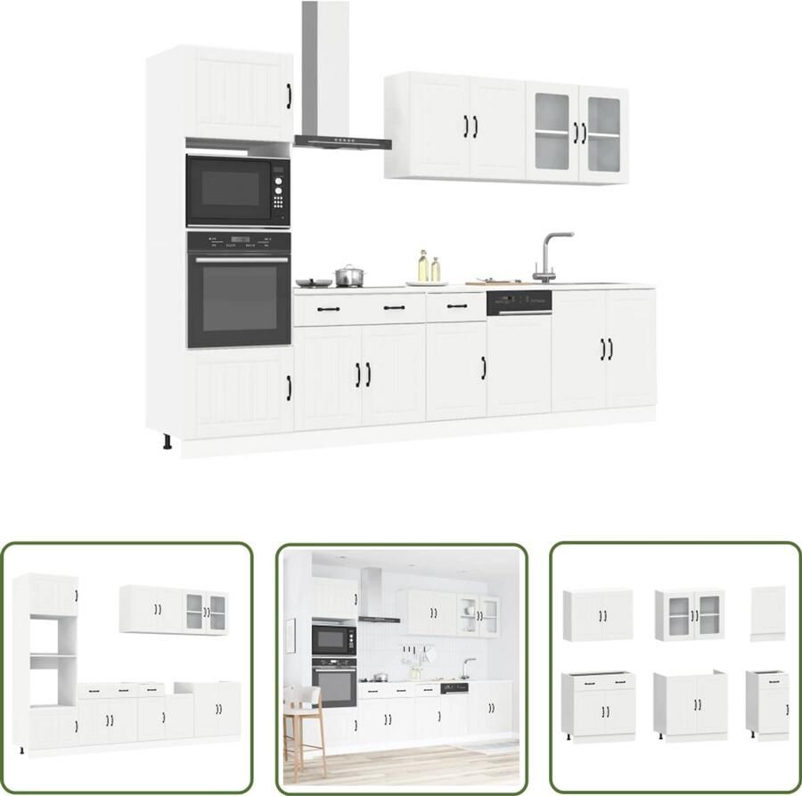 VidaXL Kastensets Keukenkasten 7-delige Keukenkastenset Kalmar bewerkt hout wit Keukenopstelling Keukenontwerp Bewerkt Hout