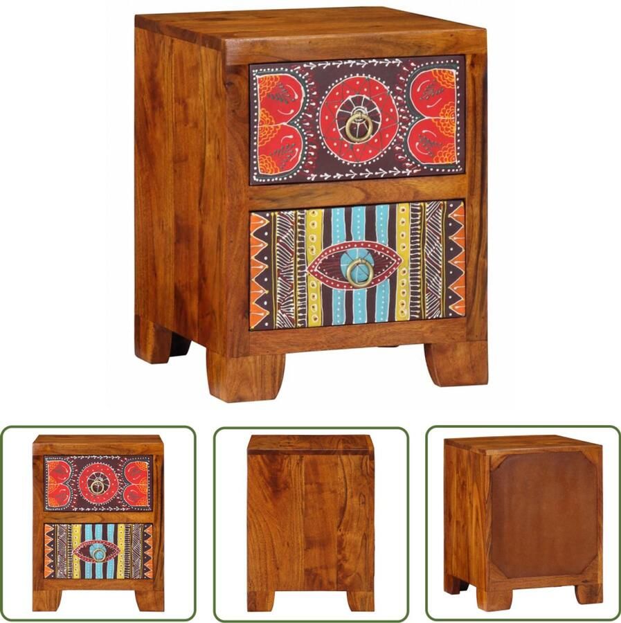 VidaXL Nachtkastje Massief Acaciahout 35x35x45 cm Nachtkast Kastje Bijzettafel Acacia Houten Meubilair Slaapkamer Decoratie