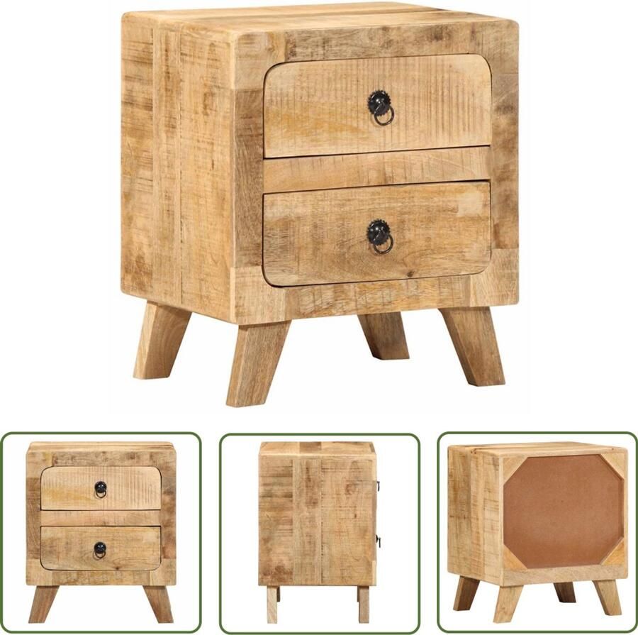 The Living Store Nachtkastje 40x32x46 cm massief ruw mangohout Nachtkastje Kastje Mango Wood Salontafel Kamerdecoratie