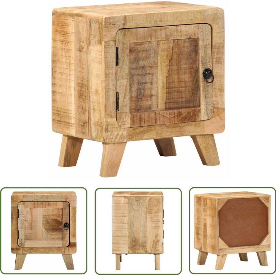 The Living Store Nachtkastje 40x32x46 cm massief ruw mangohout Nachtkastje Kastje Mango Wood Salontafel Kamermeubilair