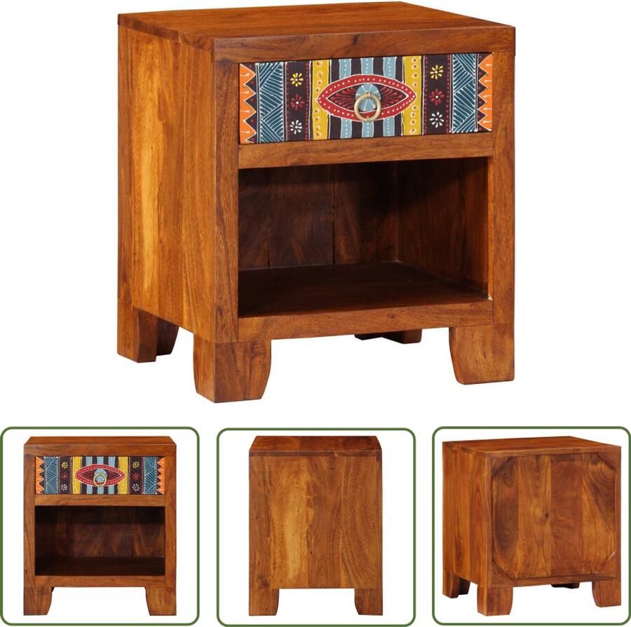 The Living Store Nachtkastje 40x35x45 cm massief acaciahout Nachtkastje Kastje Salontafel Kamermeubilair Acacia Hout