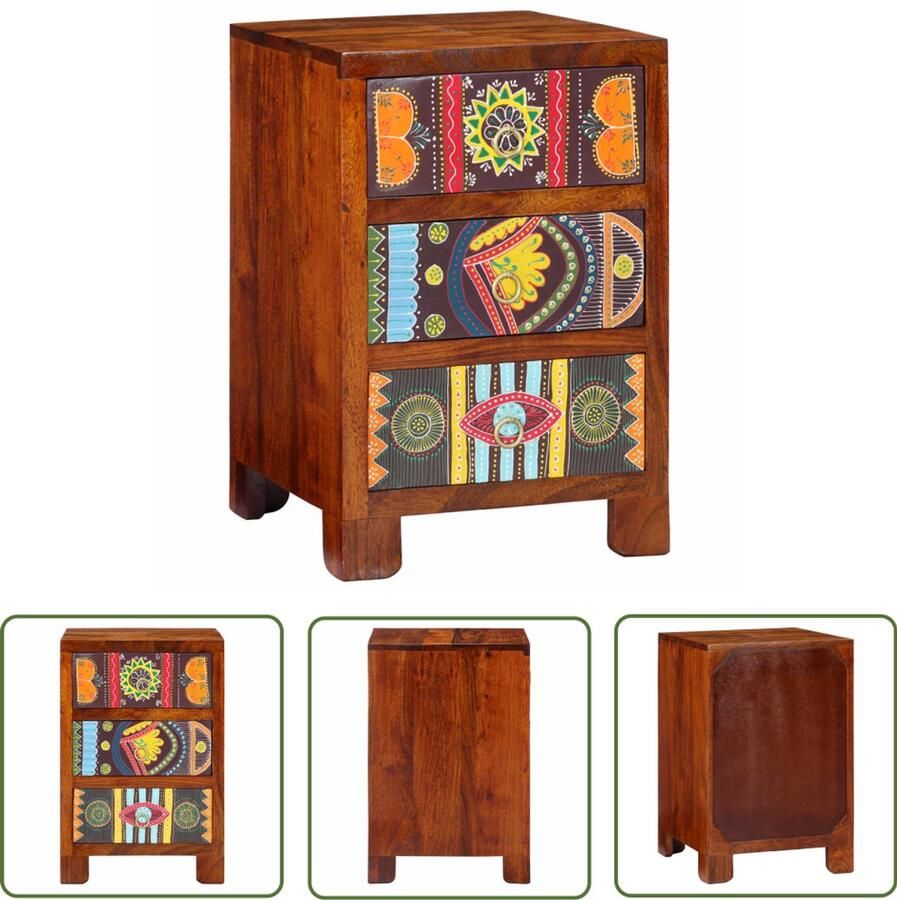 The Living Store Nachtkastje 40x40x60 cm massief acaciahout Nachtkastje Kastje Salontafel Kamerdecoratie Acacia Hout