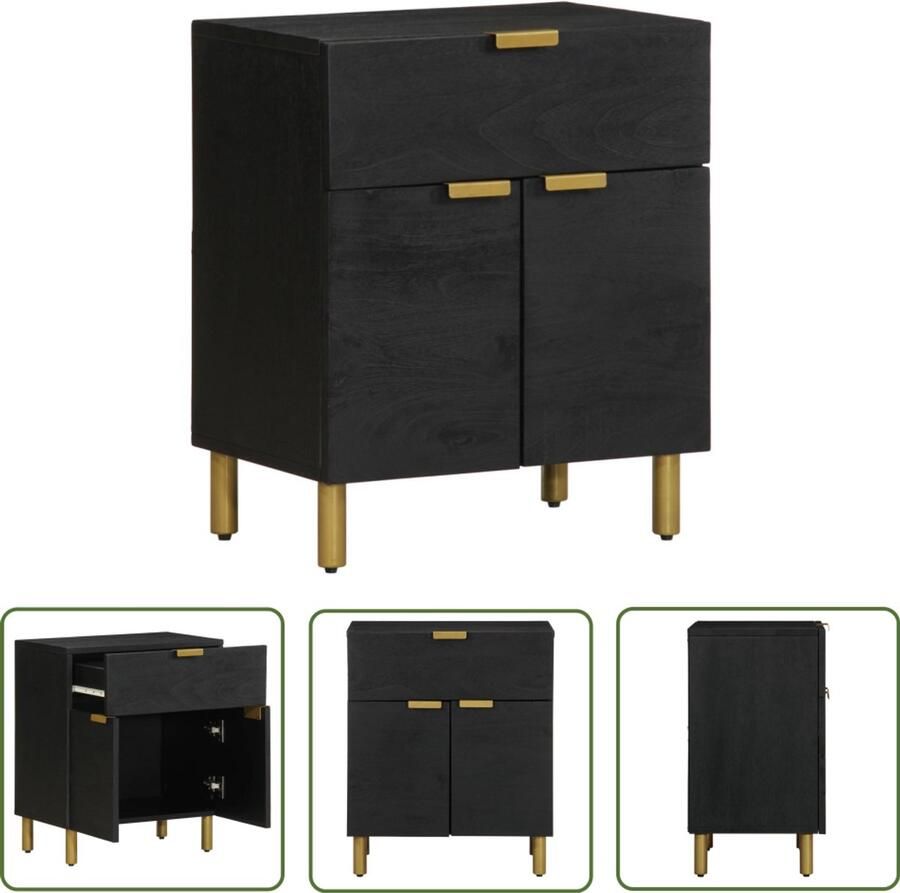 The Living Store Nachtkastje 50x33x60 cm bewerkt hout zwart Nachtkastje Kastje Houten Nachtkastje Zwarte Nachtkastje Slaapkamersdecoratie