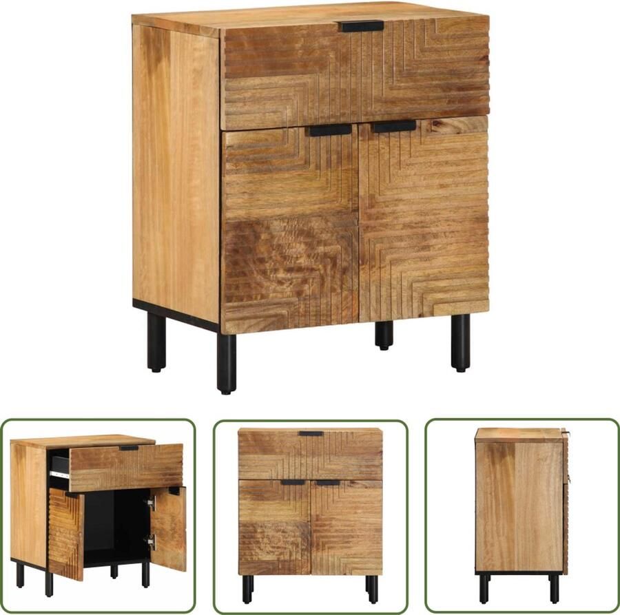 The Living Store Nachtkastje 50x33x60 cm massief mangohout bruin Nachtkastje Kastje Mango Wood Bruine Kleur Salontafel