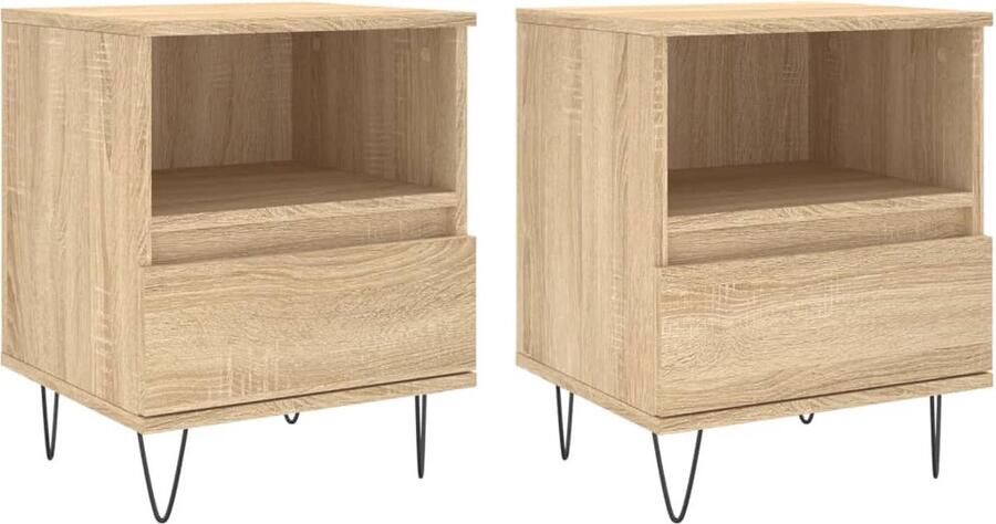 The Living Store Nachtkastjes Sonoma Eiken 40x35x50 cm Opbergruimte en Stevig Blad Nachtkastjes Kastjes Salonmeubel Slaapkamerdecoratie Houten Meubel