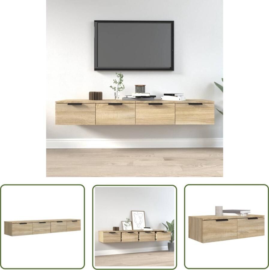 VidaXL Wandkasten 2 st 68x30x20 cm bewerkt hout gerookt eiken Wandkasten Kastjes Opbergoplossing Bruine Wandkasten Houten Wandkasten