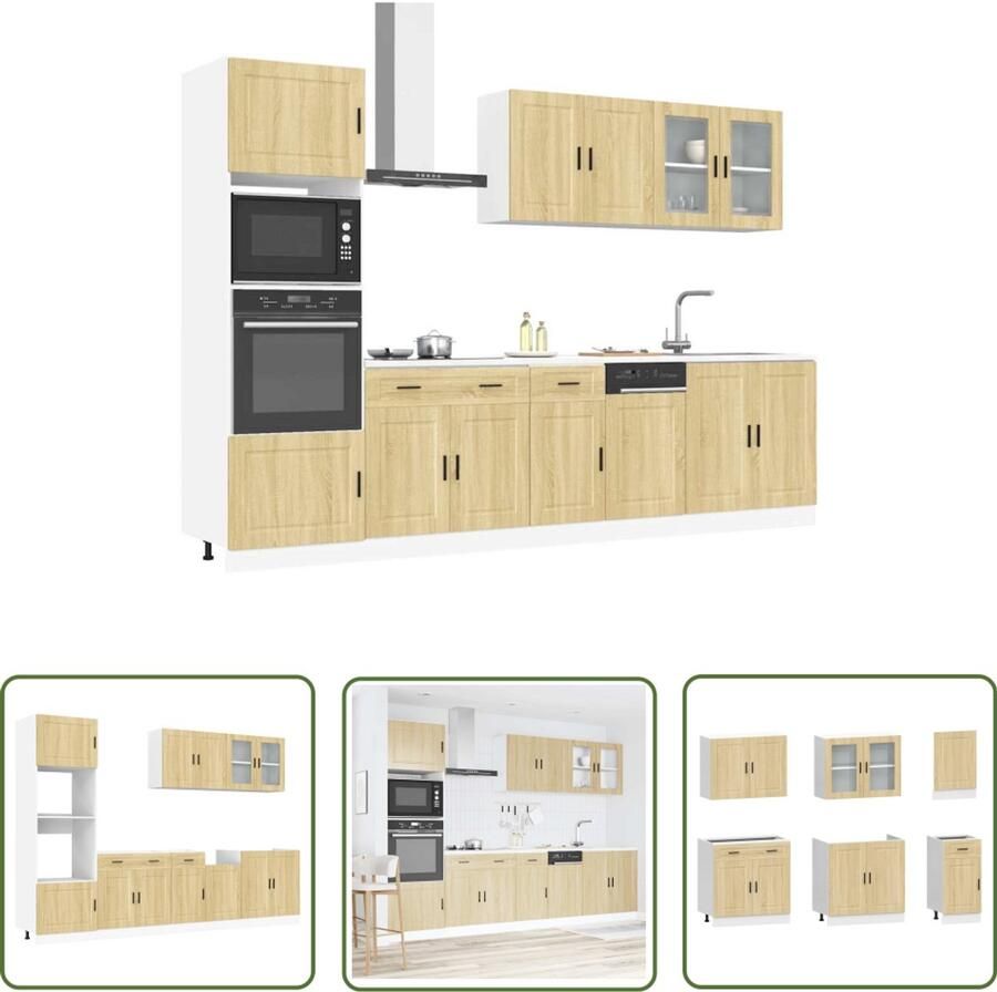 VidaXL Keuken Inrichting Keuken Kast Set 7-delige Keukenkastenset Porto bewerkt hout sonoma eikenkleur Houten Keukenkasten Sonoma Eiken Kleur Opslagoplossing Keuken