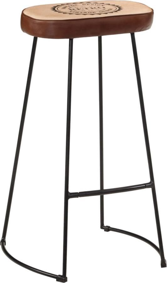 The Living Store Retro Barkruk Kunstleer 44 x 37.5 x 78 cm Messing Gepoedercoat Frame Retro Barkruk Keukenbarstoelen Bruine Stoel Industriële Stijl Kunstleder Bankje