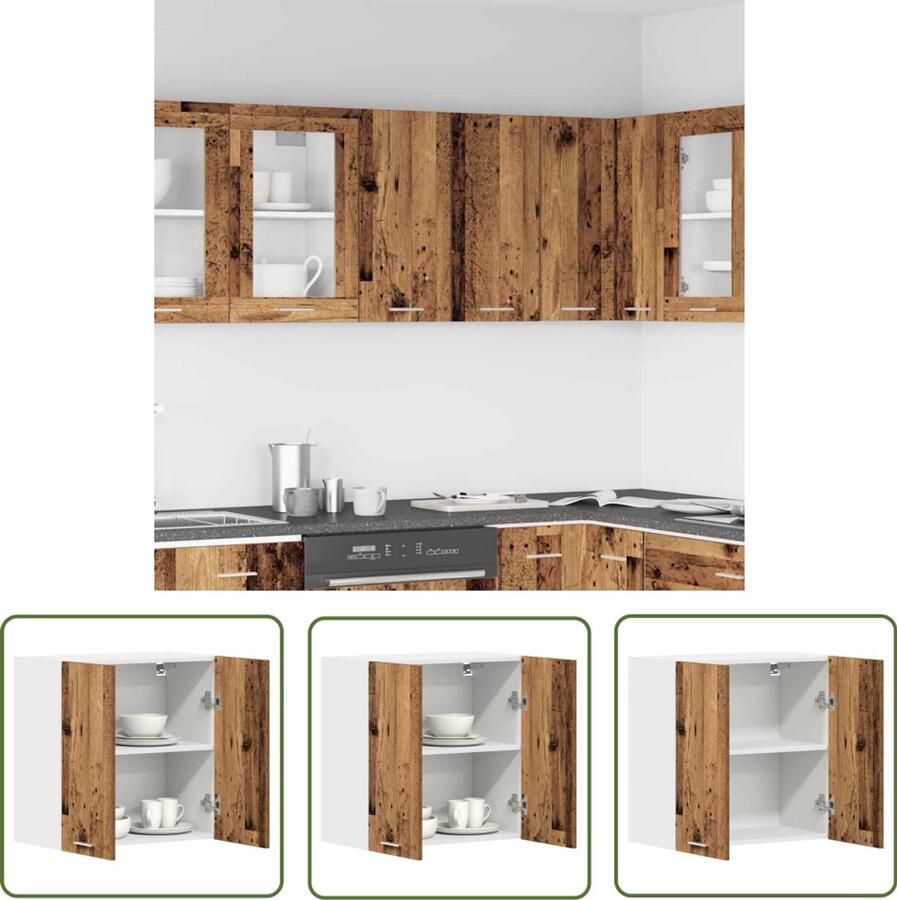 VidaXL Keukenkast Keuken Opslag Keukenwandkast Lyon 60x31x60 cm bewerkt hout oud hout Wandkast Badkameropstelling Vintage Design