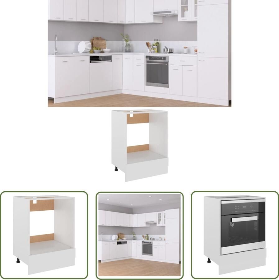 The Living Store Ovenkast Riga 60x46x81 5 cm bewerkt hout wit Keukenopbergkast Keukenkast Houten Kast Wit Kast Opslagruimte