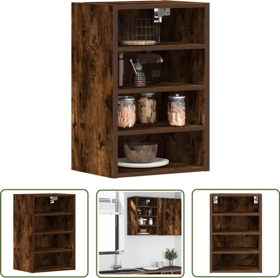The Living Store Hangkast 40x29 5x60 cm bewerkt hout gerookt eikenkleurig Keuken Kast Hangkast Opslagoplossing Houten Kast Robuuste Kast