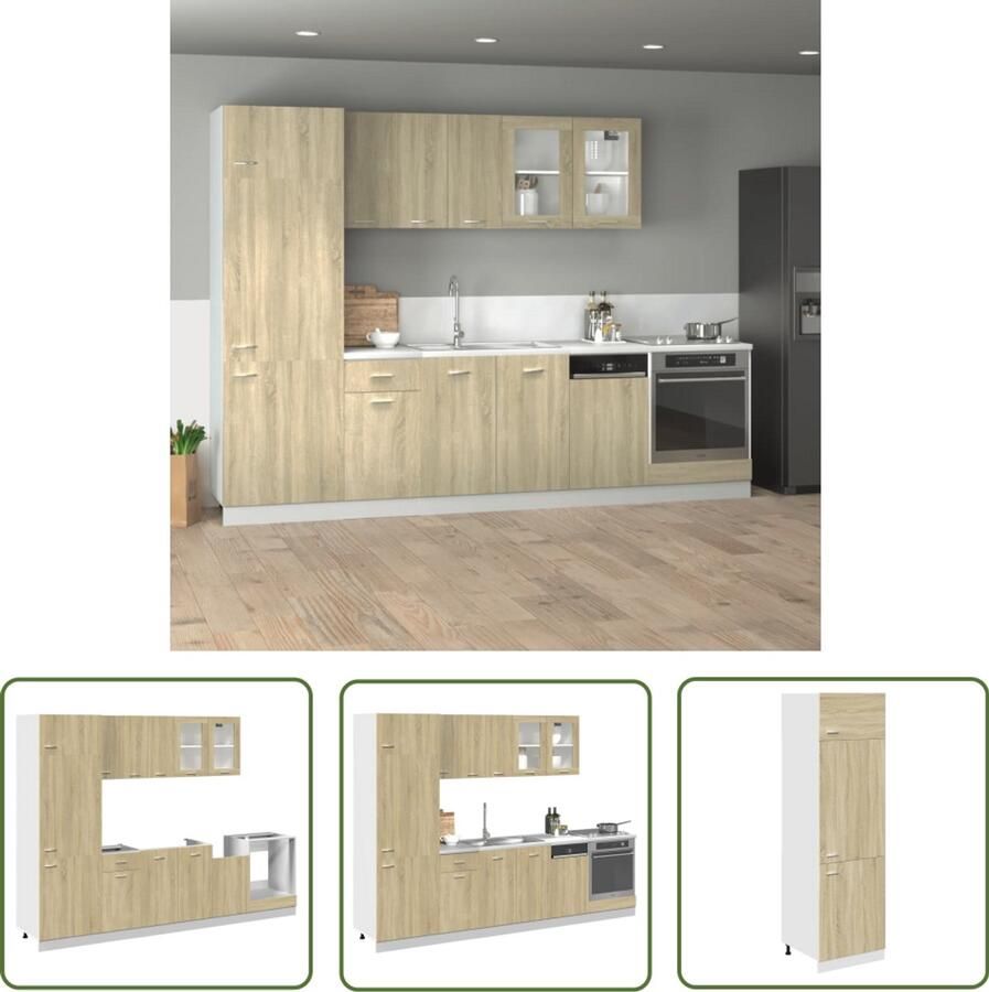 VidaXL Keukenkasten Keuken Kast 8-delige Keukenkastenset Lyon bewerkt hout sonoma eikenkleurig Houten Keukenkasten Sonoma Eiken Opslagoplossing