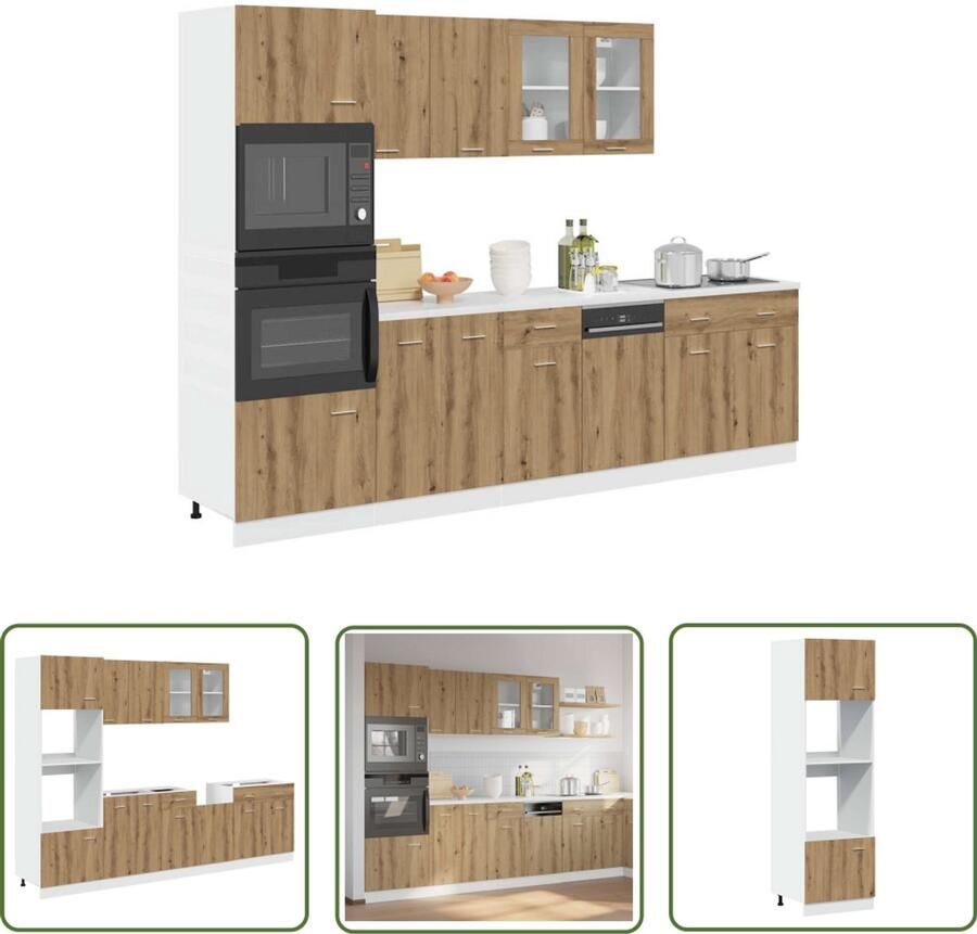 VidaXL Keukenkastenset Keuken Kast 7-delige Keukenkastenset Lyon bewerkt hout artisanaal eikenkleurig Houten Keukenkasten Eiken Kleurige Keukenkasten Opslagoplossing Keuken