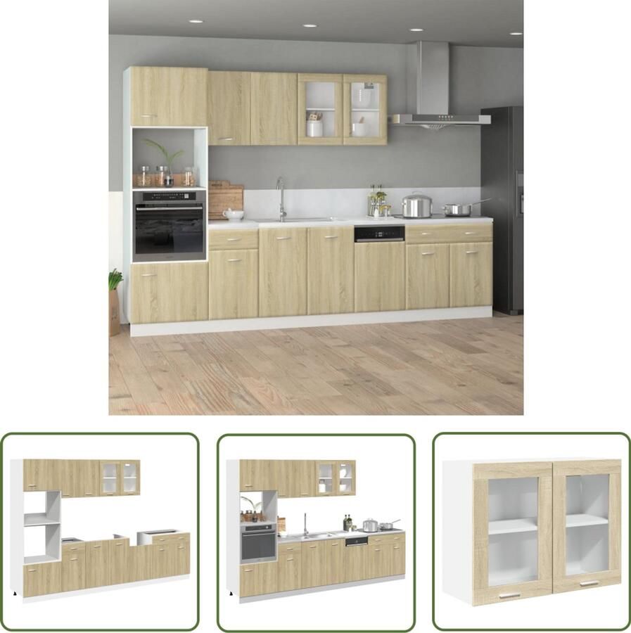 VidaXL Keukenkastenset Keuken Kast 7-delige Keukenkastenset Lyon bewerkt hout sonoma eikenkleurig Sonoma Eiken Houten Keukenkast Opslagoplossing Keuken