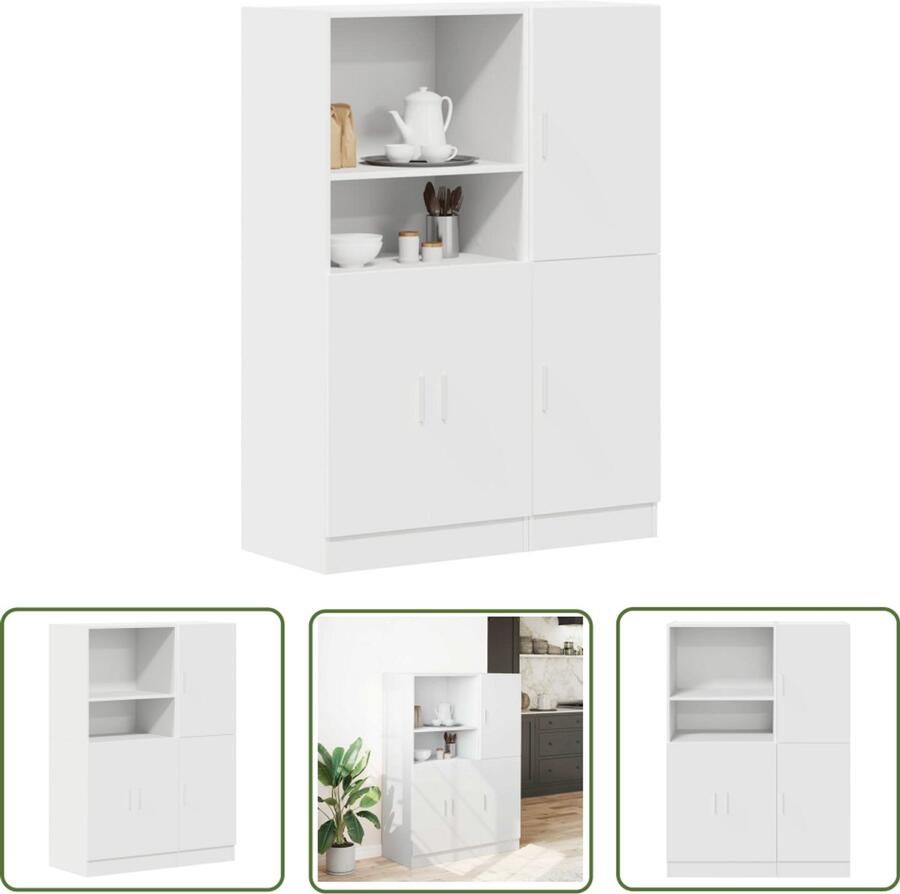 VidaXL Keukenkastenset Keukenkasten 2-delige Keukenkastenset bewerkt hout wit Houten Keukenkasten Wit Keuken Opslagoplossing