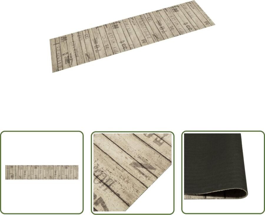 The Living Store Keukenloper Hekprint 300 x 60 cm Zacht fluweel Latex onderkant Keukenloper Keukenmat Vloerkleden Tapijten Fluweel