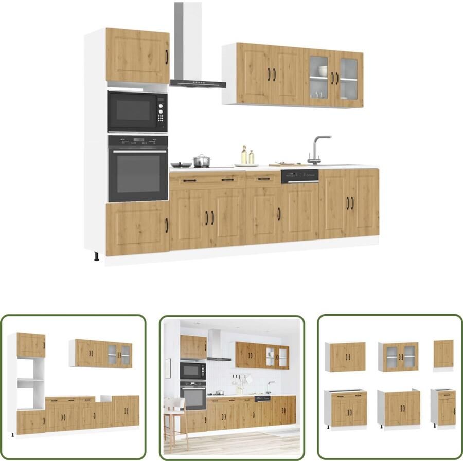 VidaXL Keukenopstelling Keuken Kast Set 7-delige Keukenkastenset Kalmar bewerkt hout artisanaal eiken Houten Keukenkasten Kunststof Keukenkasten Opslagruimte Keuken