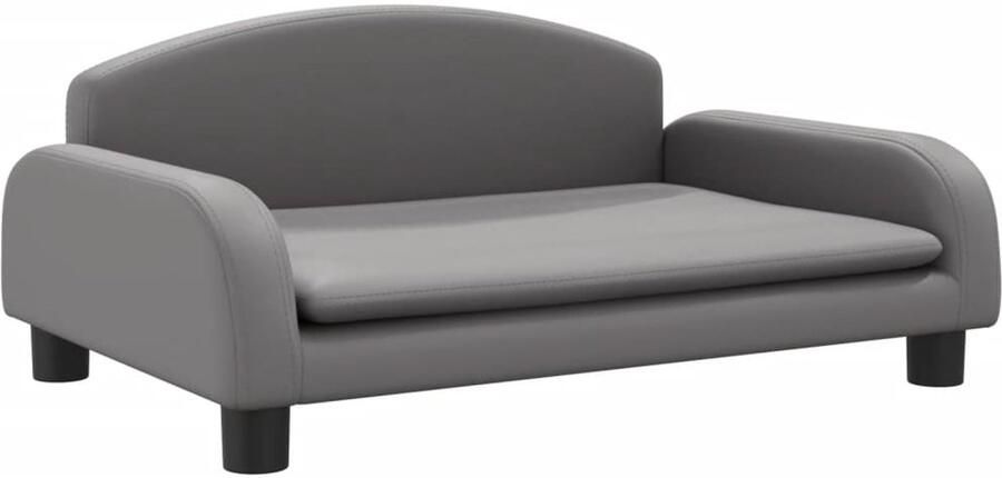 VidaXL Kinderbank Grijs Kunstleer 70x45x30 cm Kinderstoel Kindermeubilair Kids Meubels Kinderbankje Speelgoedkast