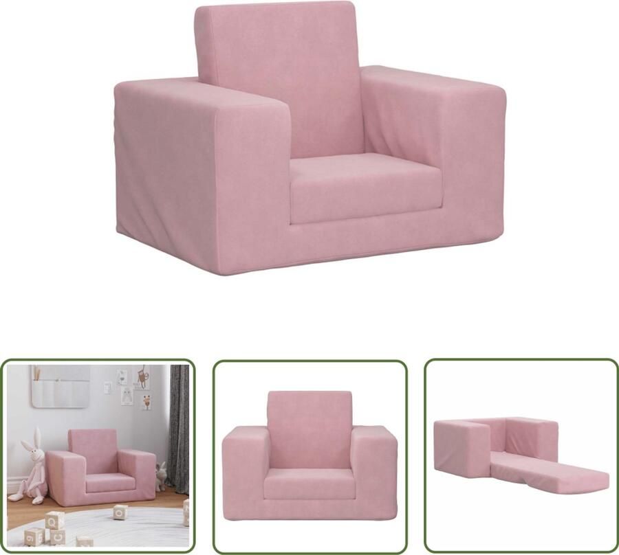 VidaXL Kinderslaapbank zacht pluche roze Kinderstoel Kids Stoel Kinderbanken Kinderzachte Bank Roze Bank