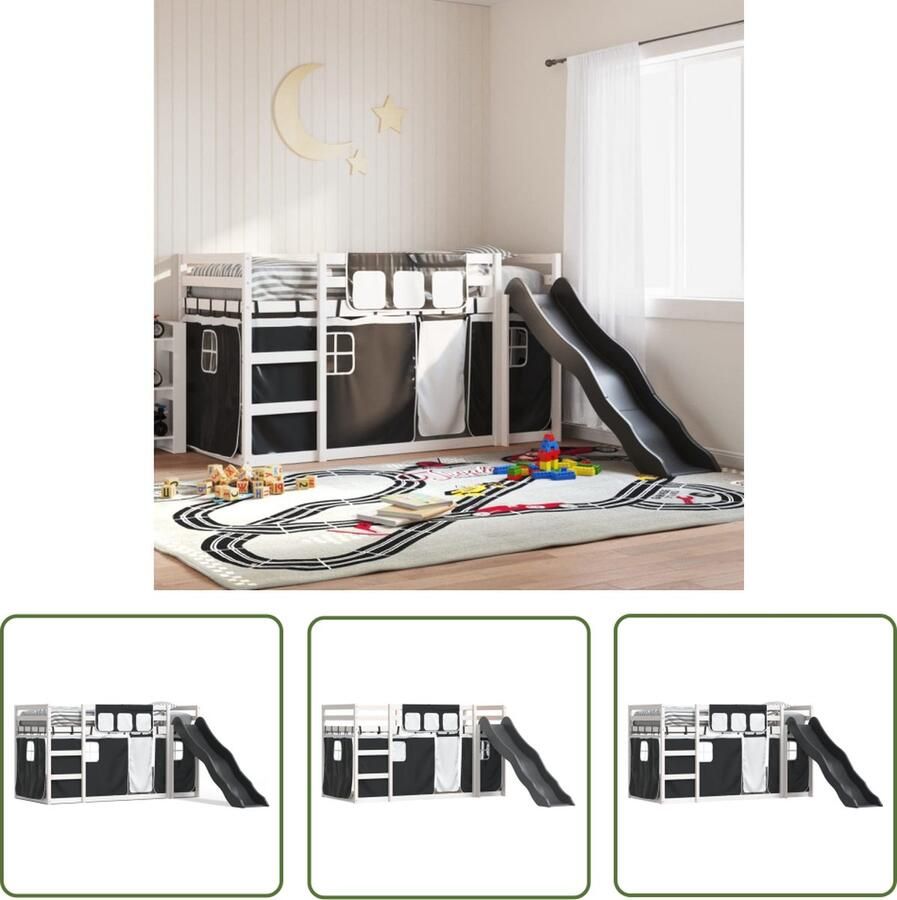 The Living Store Stapelbed met Glijbaan Wit Massief Grenenhout 195.5 x 97.5 x 113 cm Voor Kinderen vanaf 6 jaar Stapelbed Kidsbed Houten Bed Bunk Bed Speelkamer