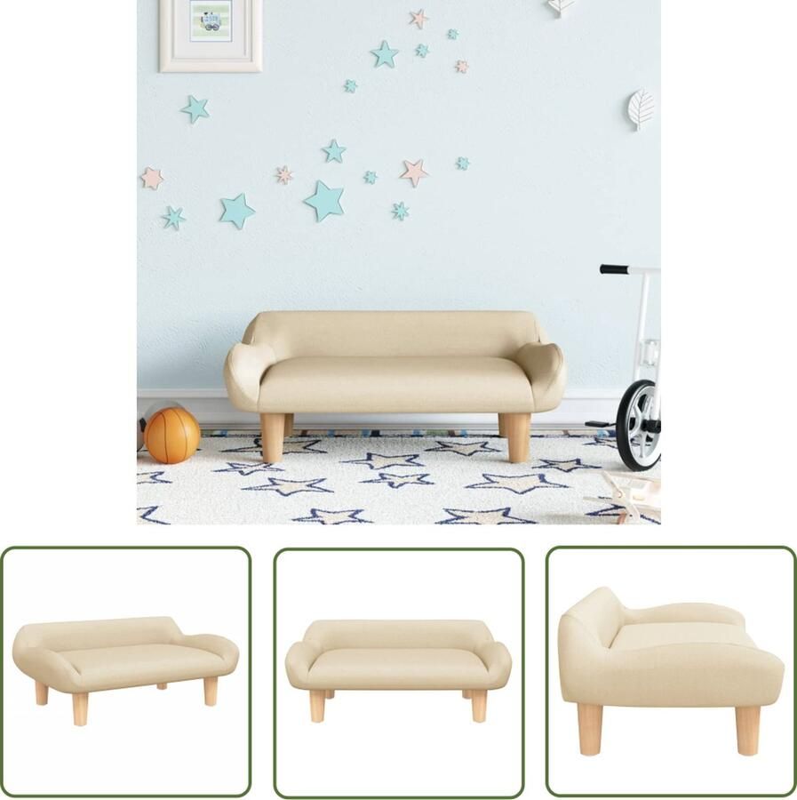 The Living Store Kinderbank 70x40x24 cm stof crèmekleurig Kinderstoel Kinderbank Kids Stoel Kinder Meubilair Speelhoek
