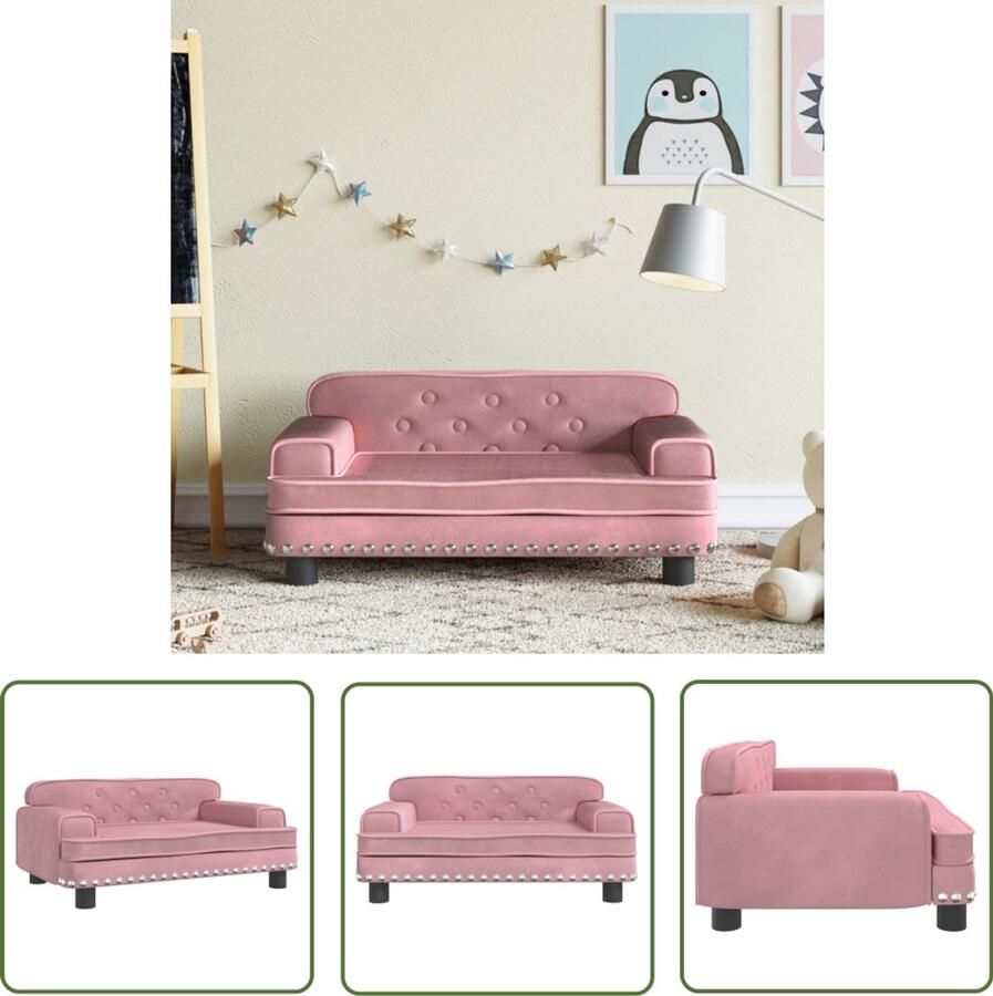 VidaXL Kinderbank 70x45x30 cm fluweel roze Kinderstoel Kinderbank Roze Meubels Kids Kamer Decoratie Speelgoedkast