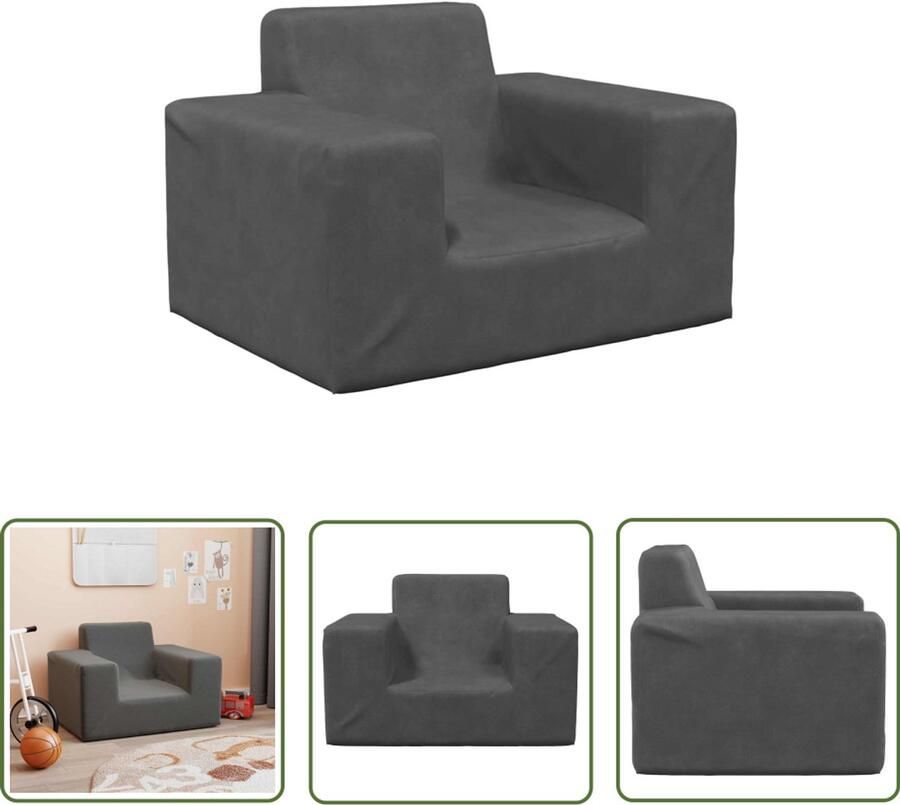 VidaXL Kinderbank zacht pluche antraciet Kinderstoel Kinderbank Stoel Voor Kinderen Zachte Bank Pluch Bank