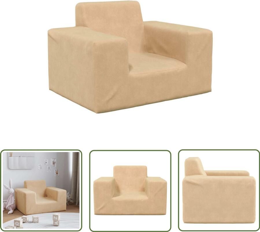 VidaXL Kinderbank Kinderstoel Kinderbank zacht pluche crèmekleurig Stoel Voor Kinderen Zachte Bank Pluche Bank