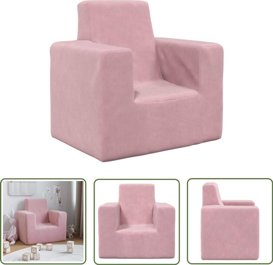 VidaXL Kinderbank zacht pluche roze Kinderstoel Kinderbank Roze Stoel Kids Furniture Speelgoedkast