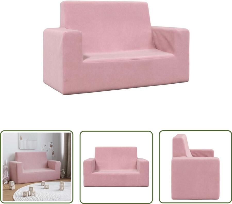 VidaXL Kinderbanken Kinderstoel Kinderbank 2-zits zacht pluche roze Kids Stoel Roze Kinderbank Pluche Kinderbank