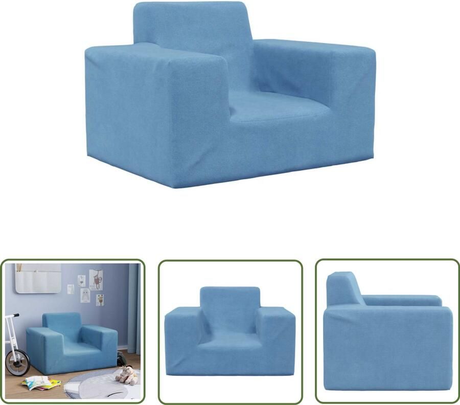VidaXL Kinderbanken Kinderstoel Kinderbank zacht pluche blauw Zachte Stoel Speelgoedkast Kids Furniture