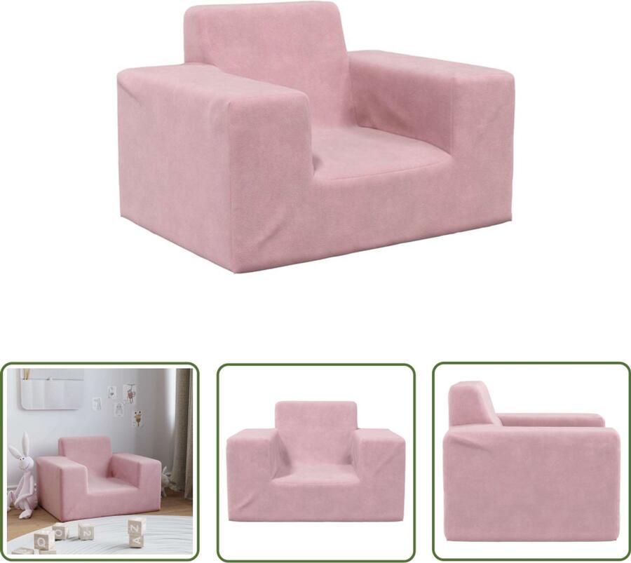 VidaXL Kinderbank zacht pluche roze Kinderstoel Kinderbanken Kids Furniture Zachte Stoel Roze Kinderbank