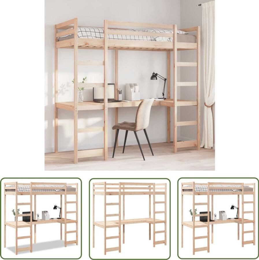 VidaXL Hoogslaper zonder matras massief grenenhout 75x190 cm Hoogslaper Kinderbed Tweepersoonsslaapbank Houten Bed Stapelbed